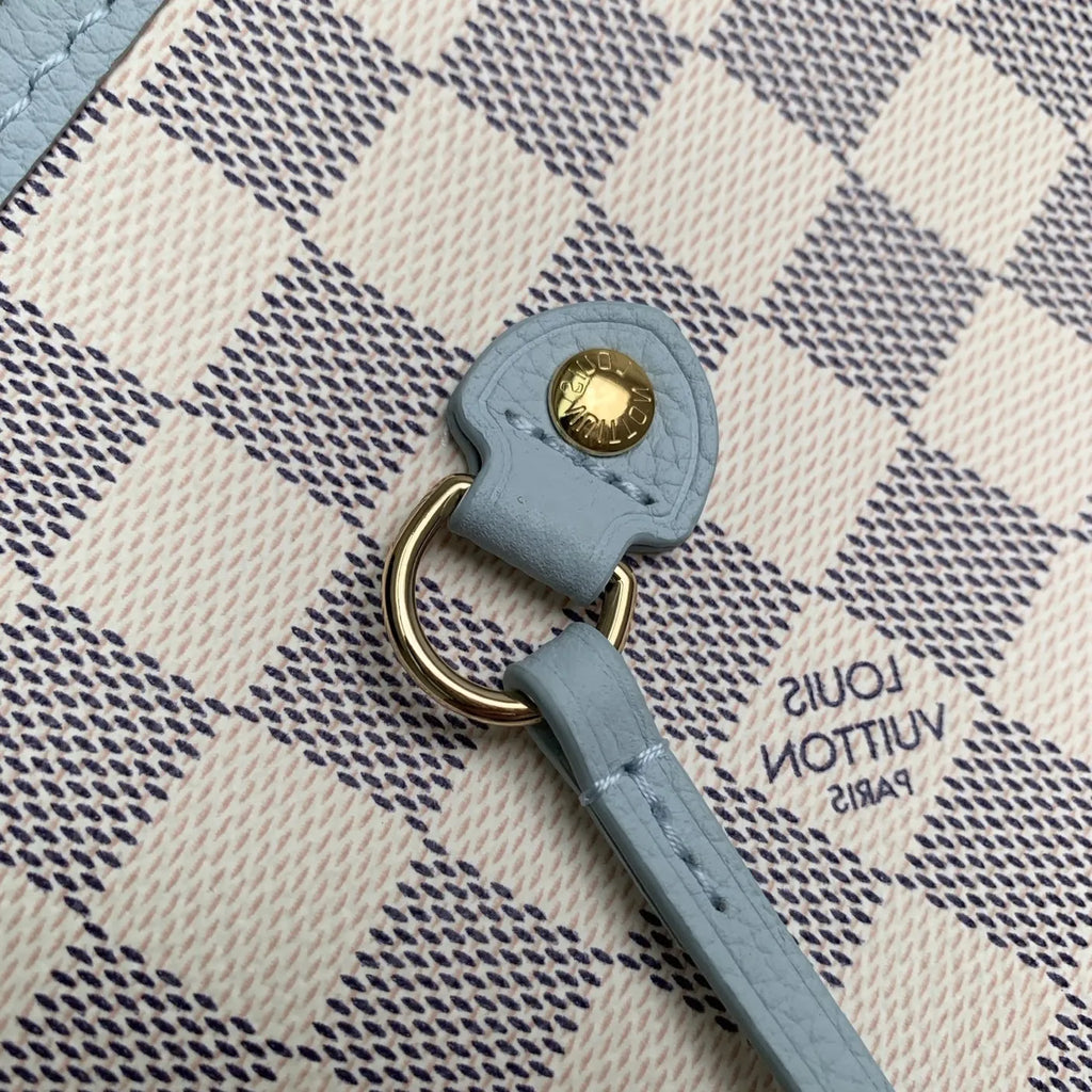 Louis Vuitton Neverfull Inside Out MM Bag, N40946 Damier Azur Bleu Olympe