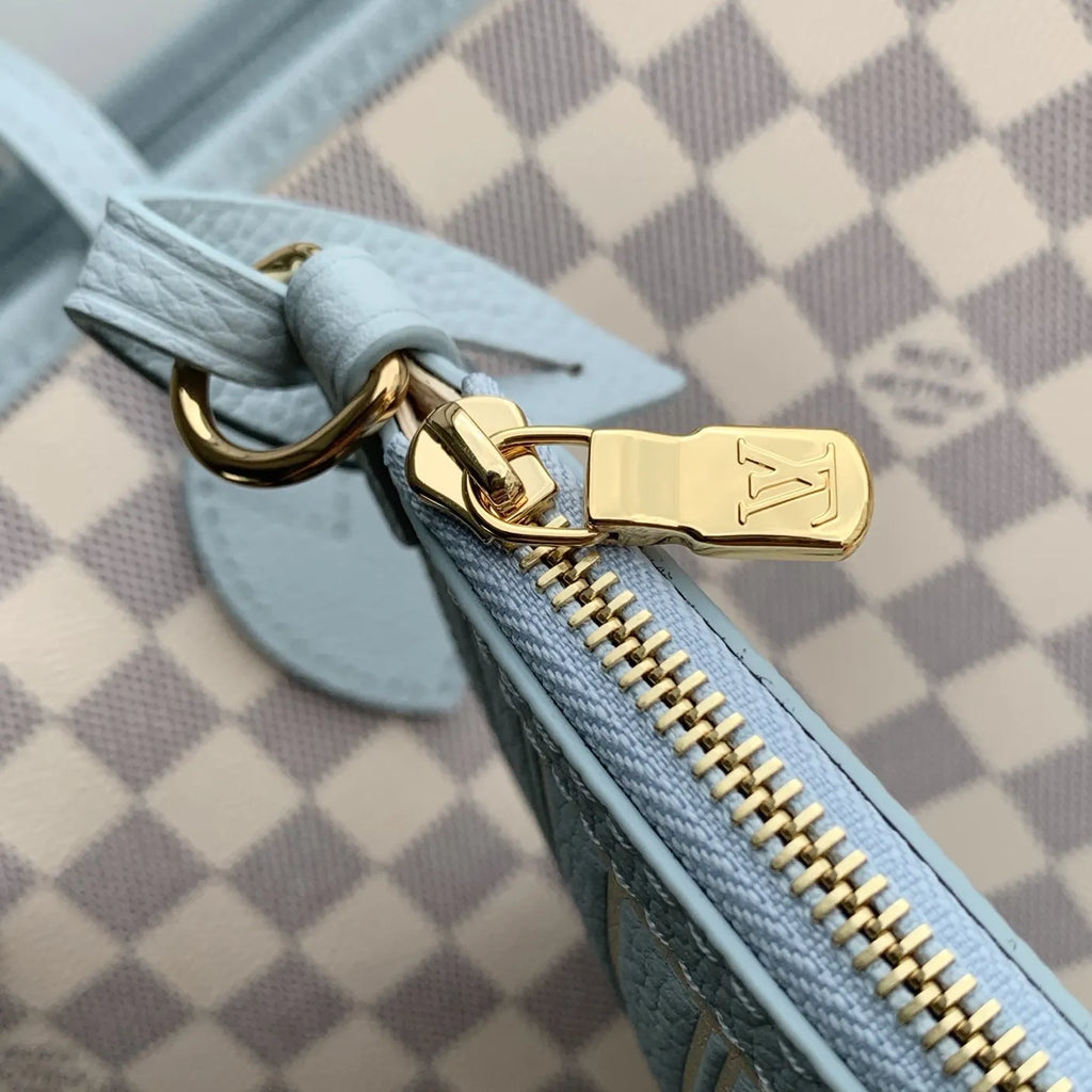 Louis Vuitton Neverfull Inside Out MM Bag, N40946 Damier Azur Bleu Olympe