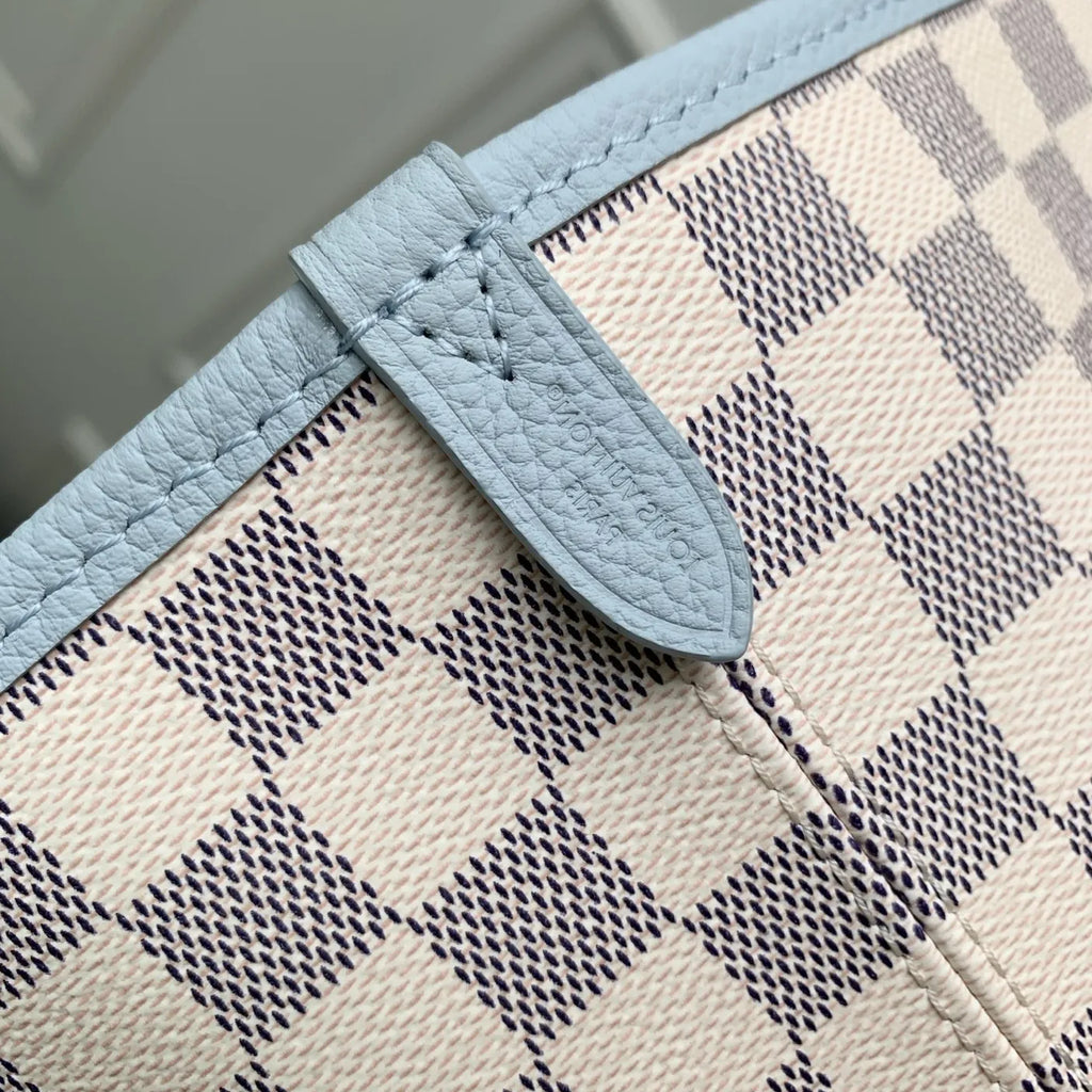 Louis Vuitton Neverfull Inside Out MM Bag, N40946 Damier Azur Bleu Olympe