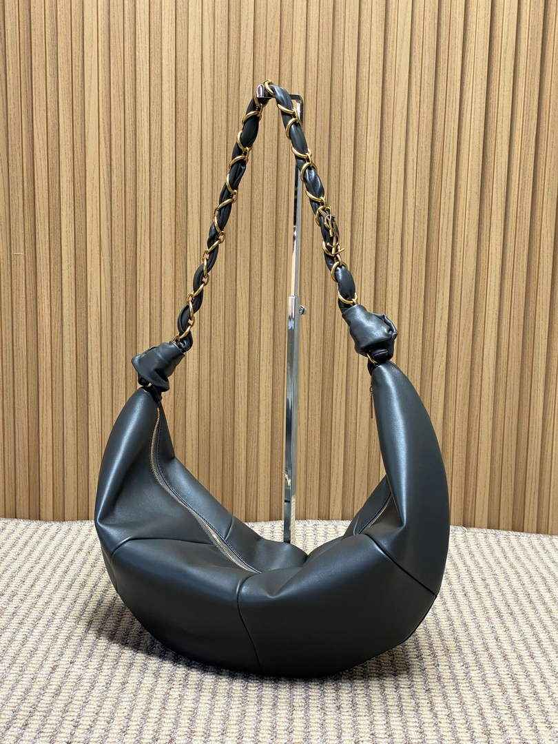 Saint Laurent 862210 YSL AMALIA hobo in lambskin Gray - Default Title - View 2