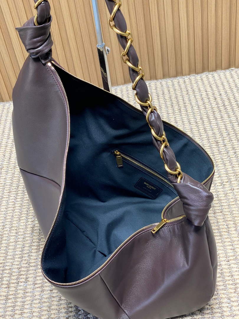 Saint Laurent 862210 YSL AMALIA hobo in lambskin Coffee - Default Title - View 8