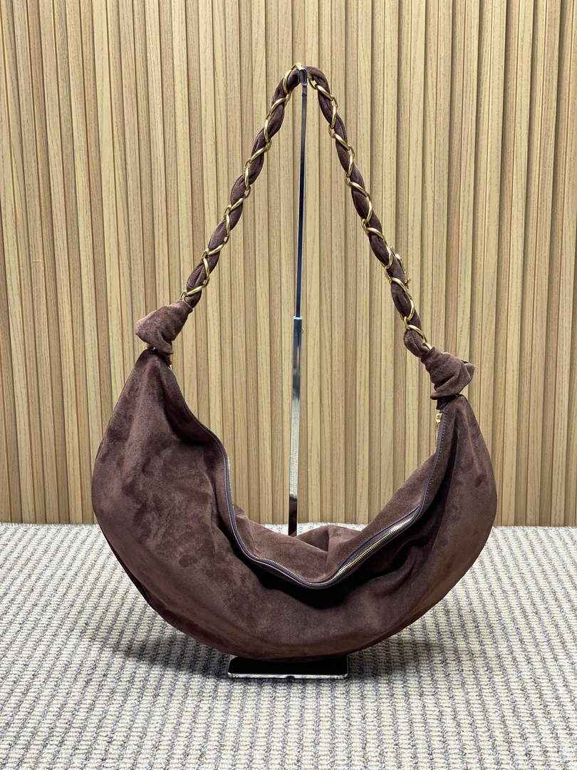 Saint Laurent 862210 YSL AMALIA hobo in Suede Coffee - Default Title - View 3