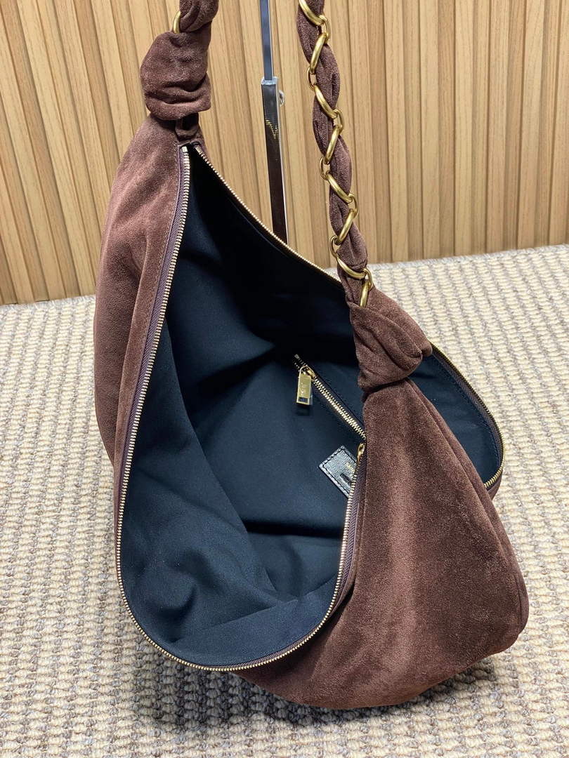 Saint Laurent 862210 YSL AMALIA hobo in Suede Coffee - Default Title - View 8