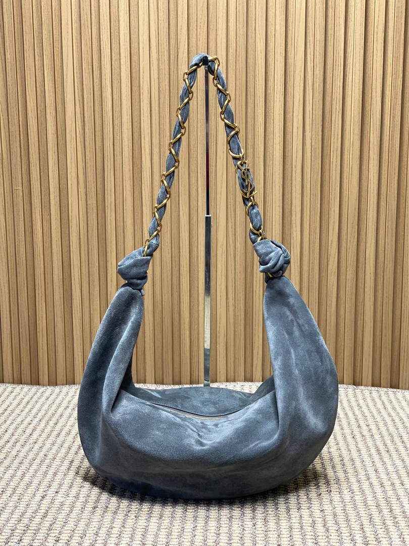 Saint Laurent 862210 YSL AMALIA hobo in Suede Gray - Default Title - View 1