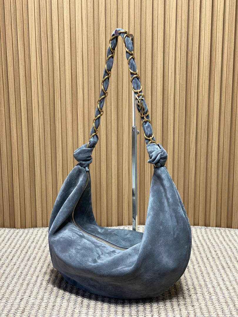 Saint Laurent 862210 YSL AMALIA hobo in Suede Gray - Default Title - View 2