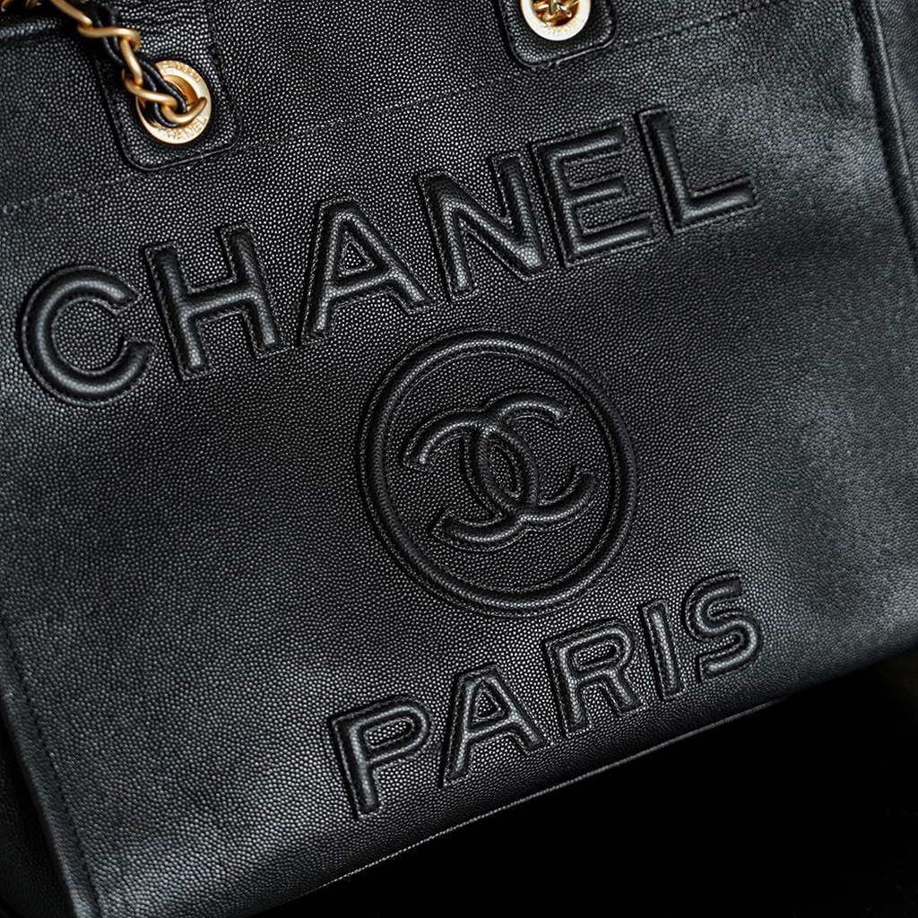 Chanel Shopping Bag, AS3351 Grained Calfskin Black