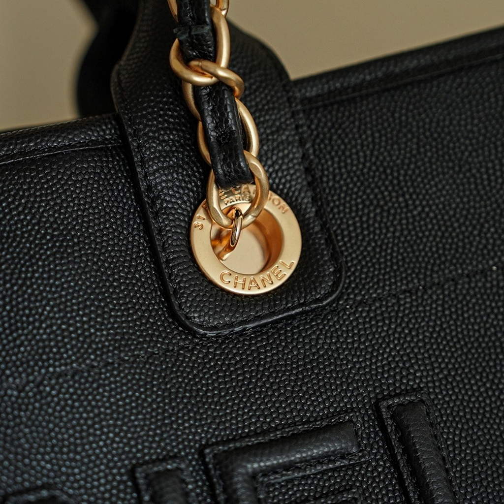 Chanel Shopping Bag, AS3351 Grained Calfskin Black