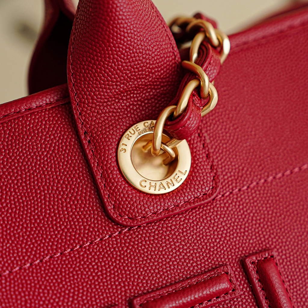 Chanel Shopping Bag, AS3351 Grained Calfskin Red