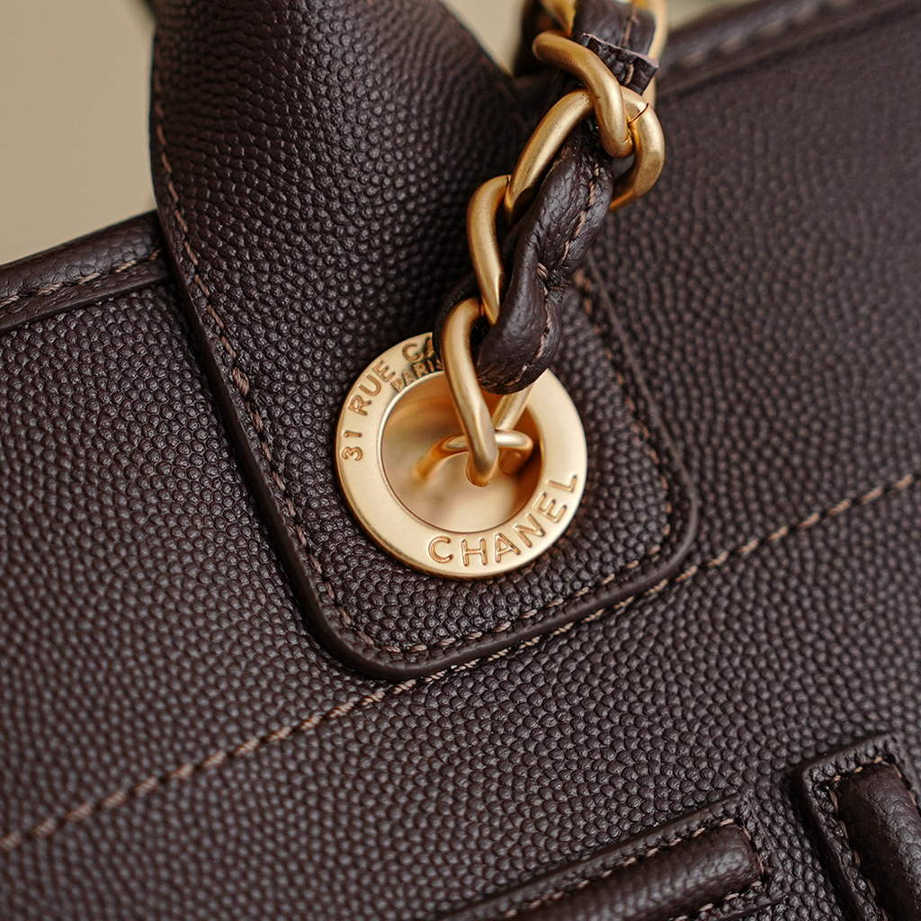 Chanel Shopping Bag, AS3351 Grained Calfskin Brown