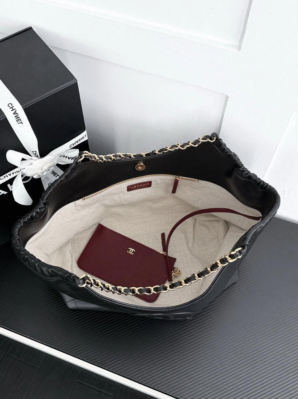 Chanel Shopping Bag, AS6475 Calfskin Black