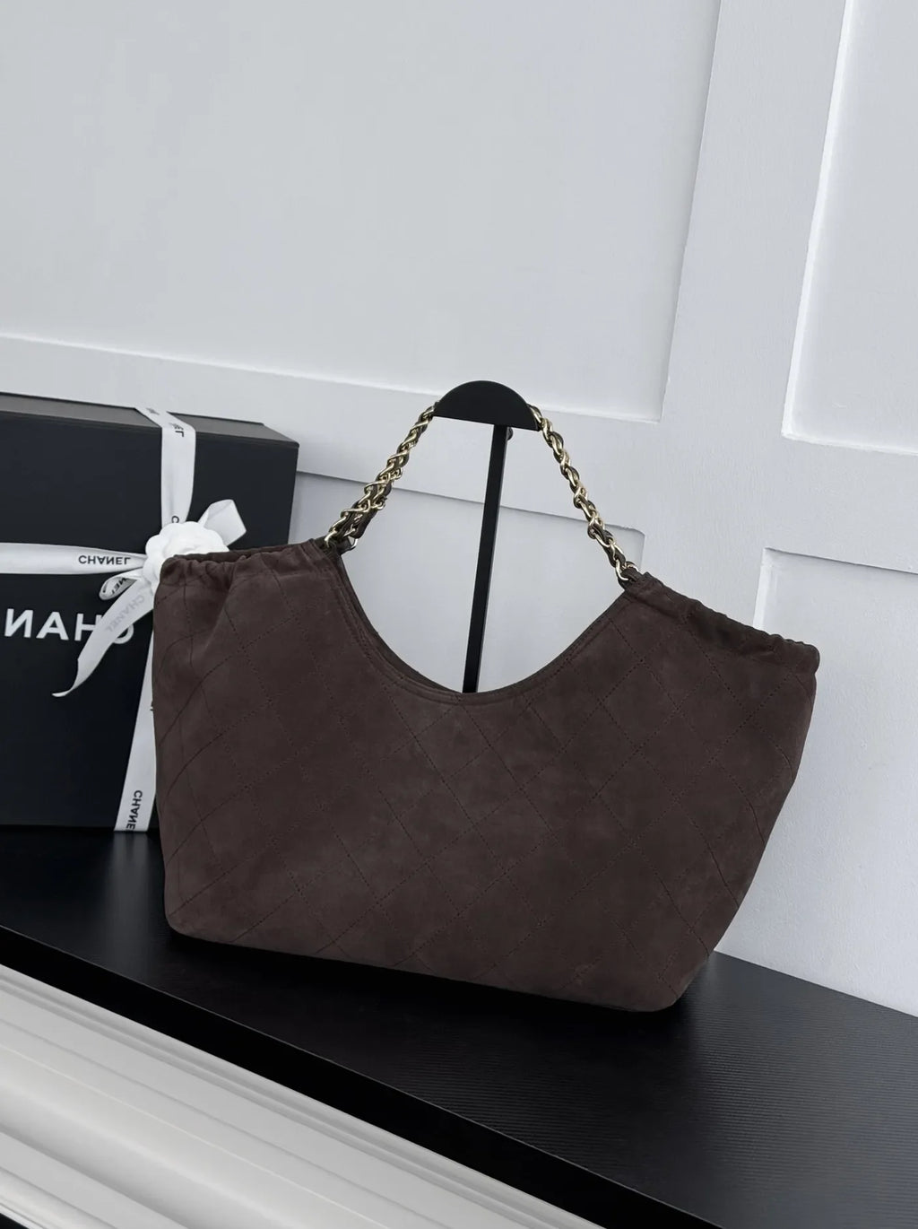 Chanel Shopping Bag, AS6475 Suede Calfskin Brown