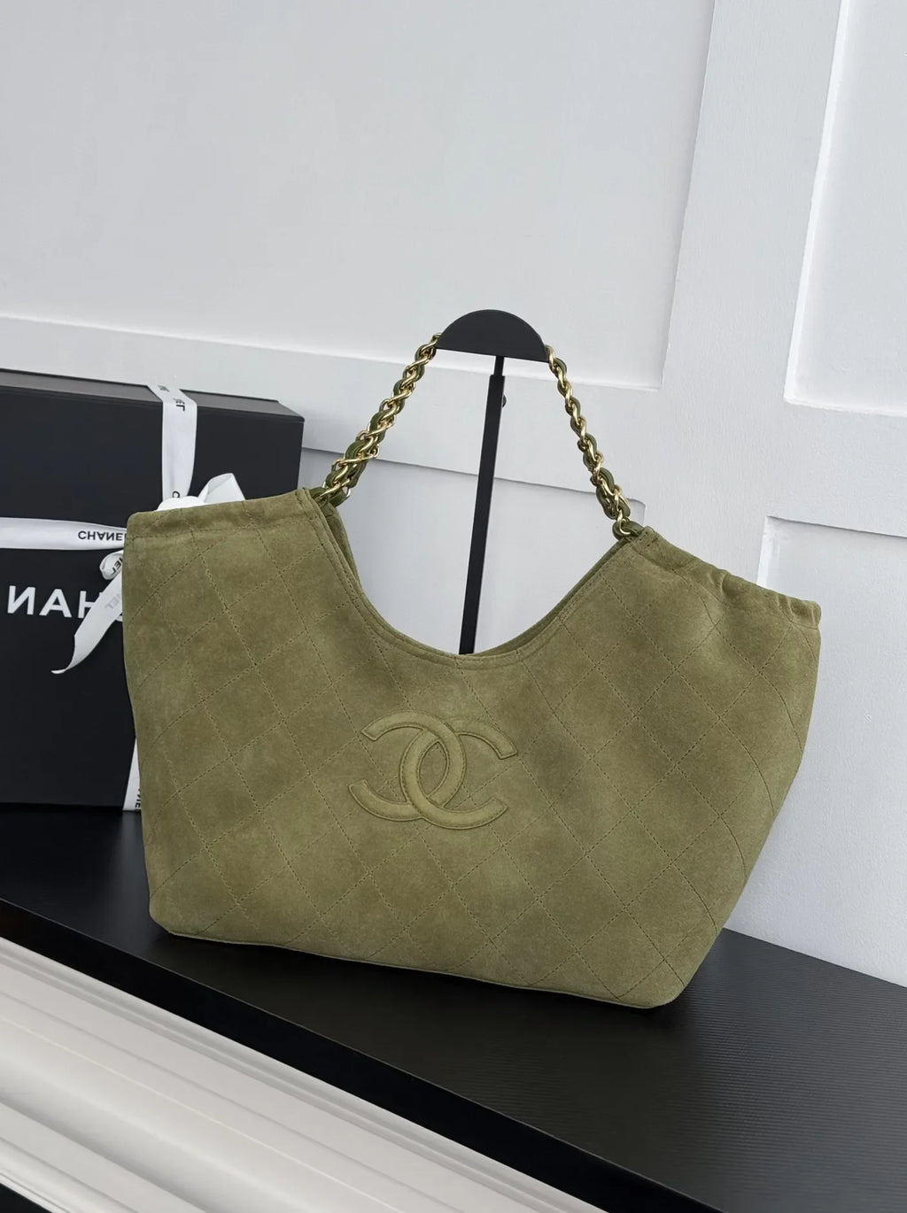 Chanel Shopping Bag, AS6475 Suede Calfskin Green