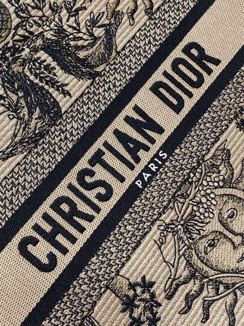 Small Dior Book Tote M1265 Beige and Black Toile de Jouy Soleil Embroidery - Default Title - View 8