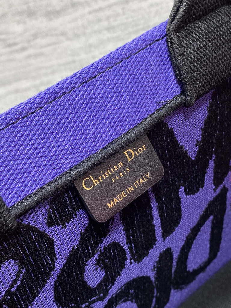 Small Dior Book Tote M1265 Two-Tone Fuchsia and Purple Miss Dior Graffiti Embroidery - Default Title - View 6