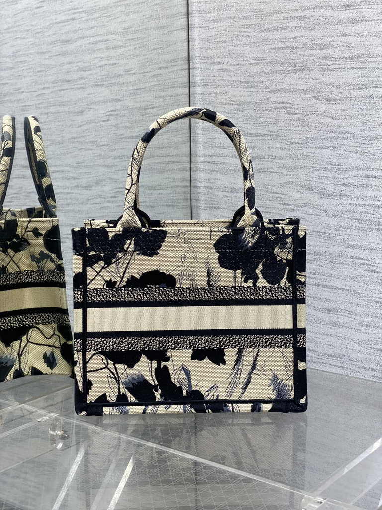 Small Dior Book Tote M1265 Apricot Peony Embroidery - Default Title - View 2