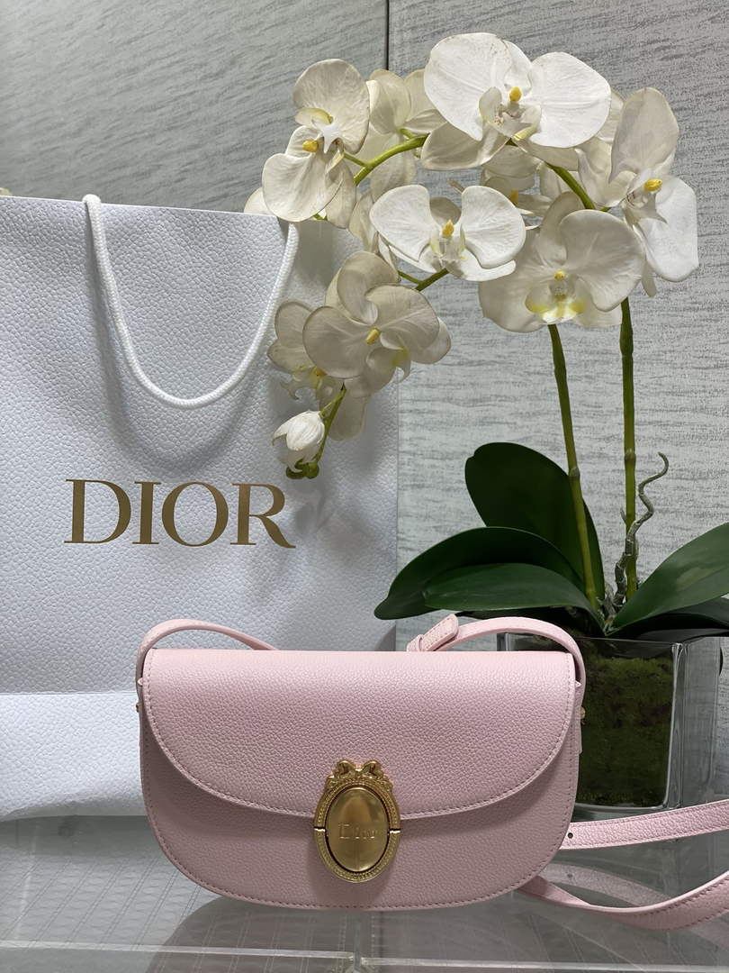 Small Dior Médaillon Flap Bag – Pink Grained Calfskin M3919 - Default Title - View 1