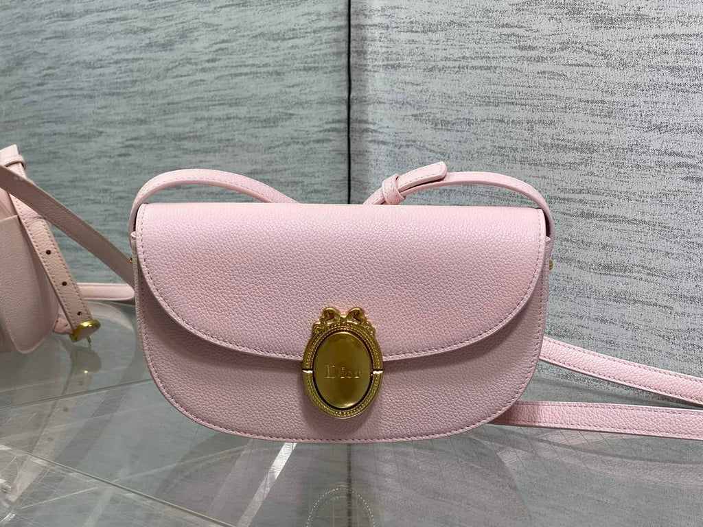 Small Dior Médaillon Flap Bag – Pink Grained Calfskin M3919 - Default Title - View 2