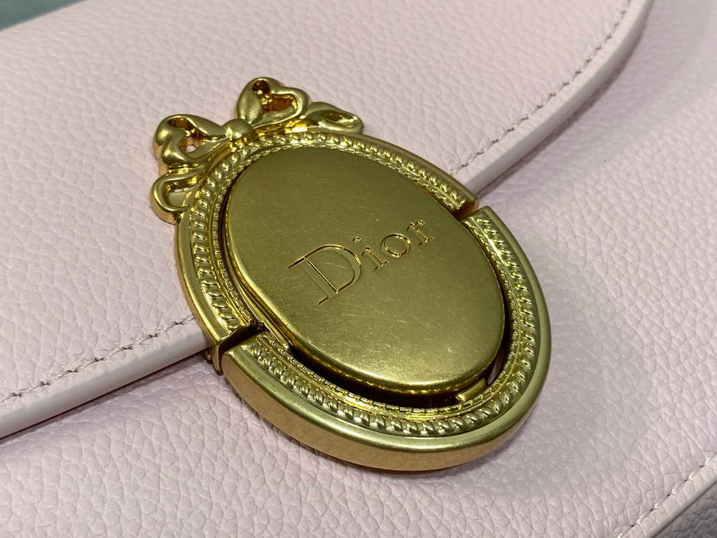 Small Dior Médaillon Flap Bag – Pink Grained Calfskin M3919 - Default Title - View 3