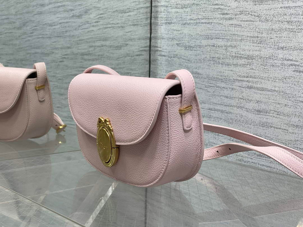 Small Dior Médaillon Flap Bag – Pink Grained Calfskin M3919 - Default Title - View 7