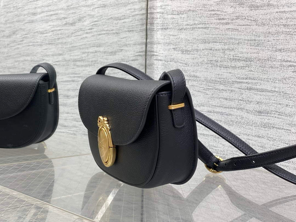 Small Dior Médaillon Flap Bag – Black Grained Calfskin M3919 - Default Title - View 7