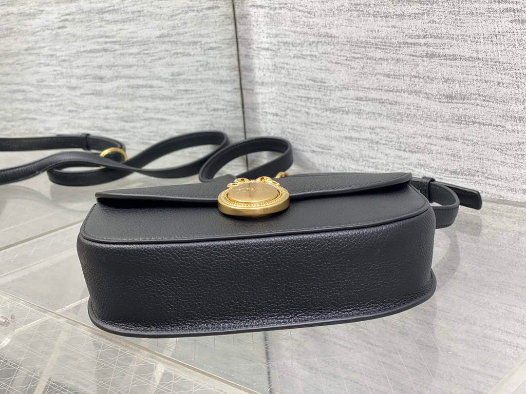 Small Dior Médaillon Flap Bag – Black Grained Calfskin M3919 - Default Title - View 8