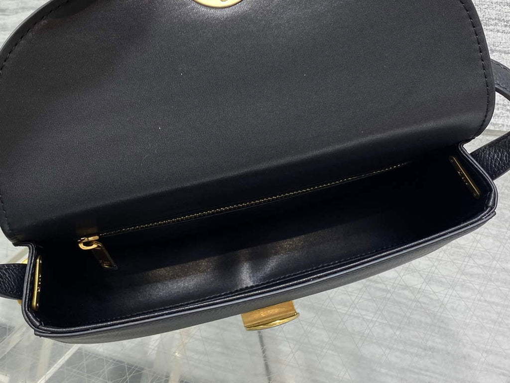 Small Dior Médaillon Flap Bag – Black Grained Calfskin M3919 - Default Title - View 9