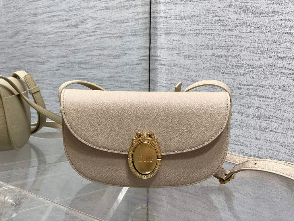 Small Dior Médaillon Flap Bag – Beige Grained Calfskin M3919 - Default Title - View 2