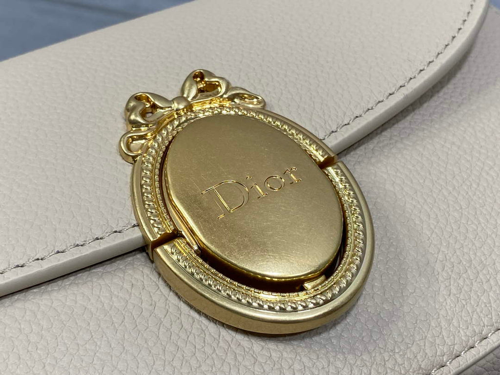 Small Dior Médaillon Flap Bag – Beige Grained Calfskin M3919 - Default Title - View 3