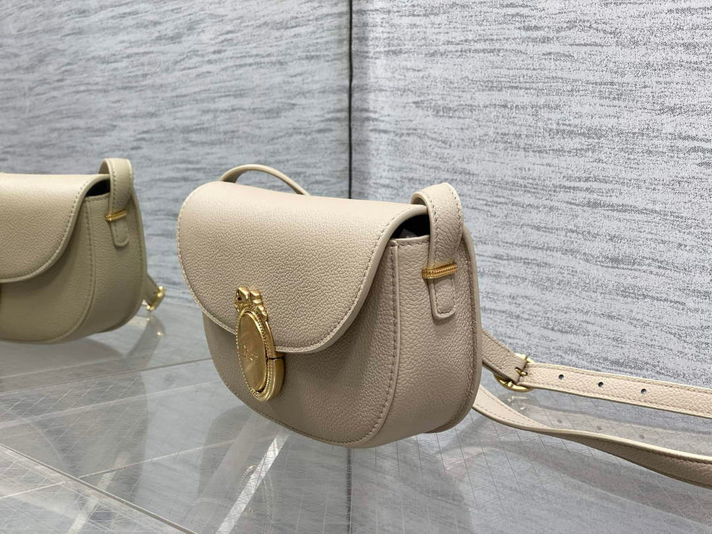 Small Dior Médaillon Flap Bag – Beige Grained Calfskin M3919 - Default Title - View 7
