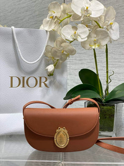 Small Dior Médaillon Flap Bag – Brown Grained Calfskin M3919 - Default Title - View 1