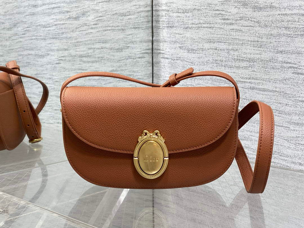 Small Dior Médaillon Flap Bag – Brown Grained Calfskin M3919 - Default Title - View 2