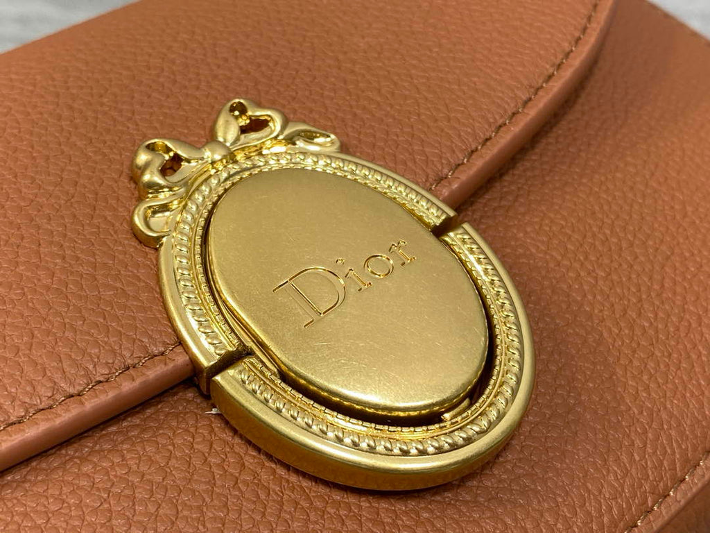 Small Dior Médaillon Flap Bag – Brown Grained Calfskin M3919 - Default Title - View 3