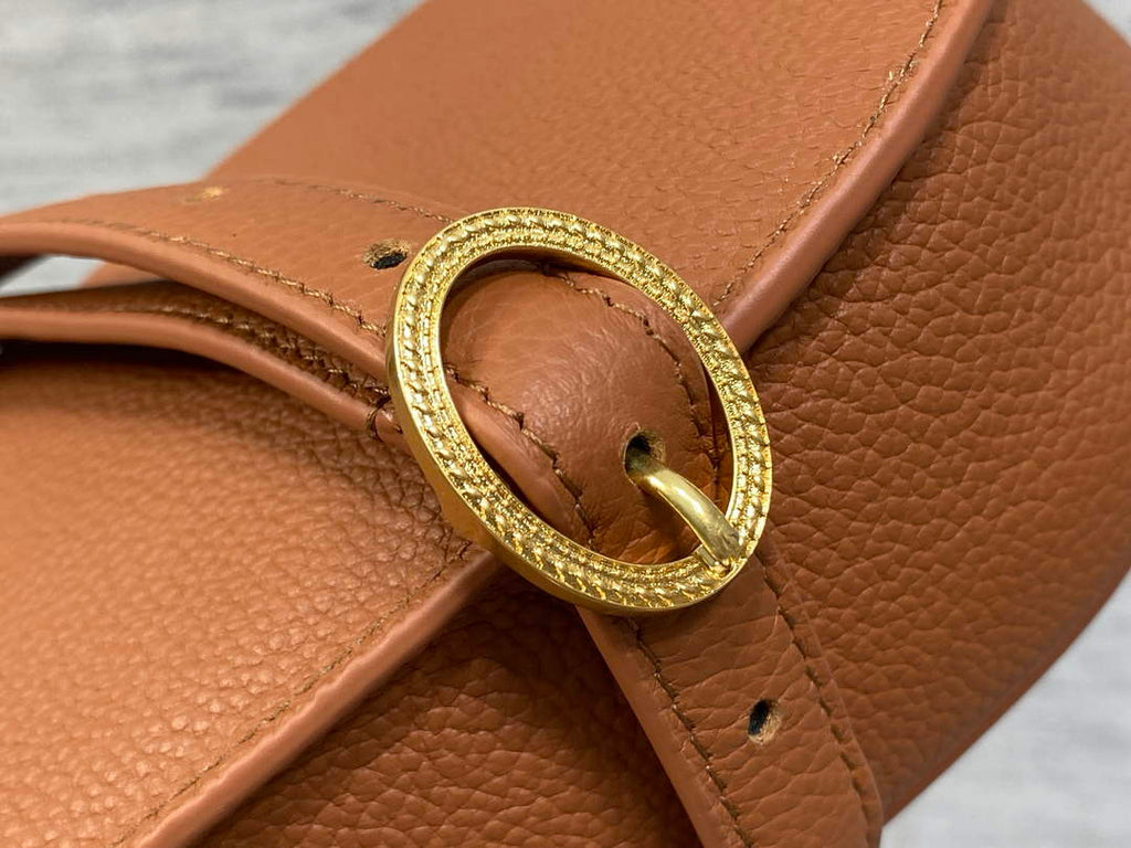 Small Dior Médaillon Flap Bag – Brown Grained Calfskin M3919 - Default Title - View 5
