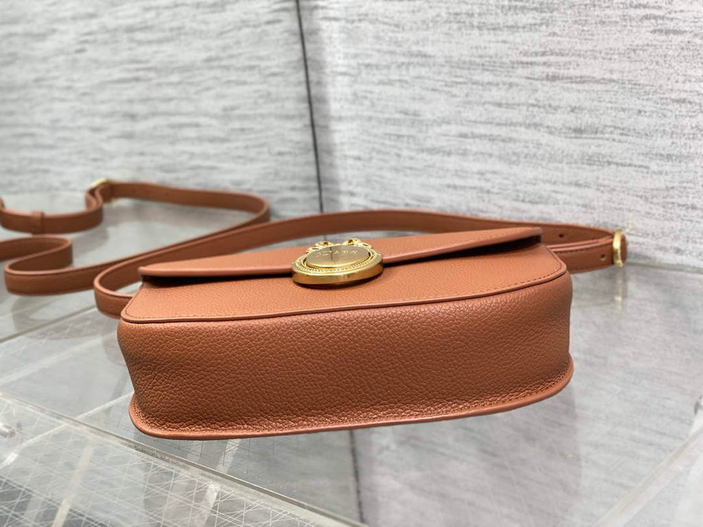 Small Dior Médaillon Flap Bag – Brown Grained Calfskin M3919 - Default Title - View 8
