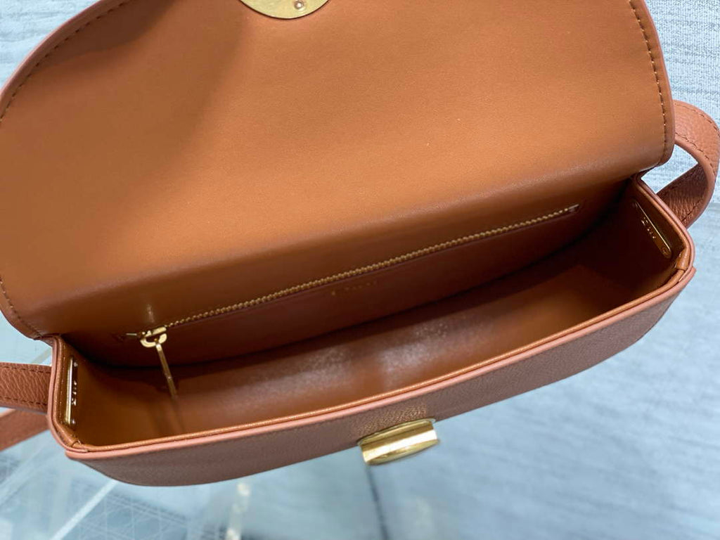 Small Dior Médaillon Flap Bag – Brown Grained Calfskin M3919 - Default Title - View 9
