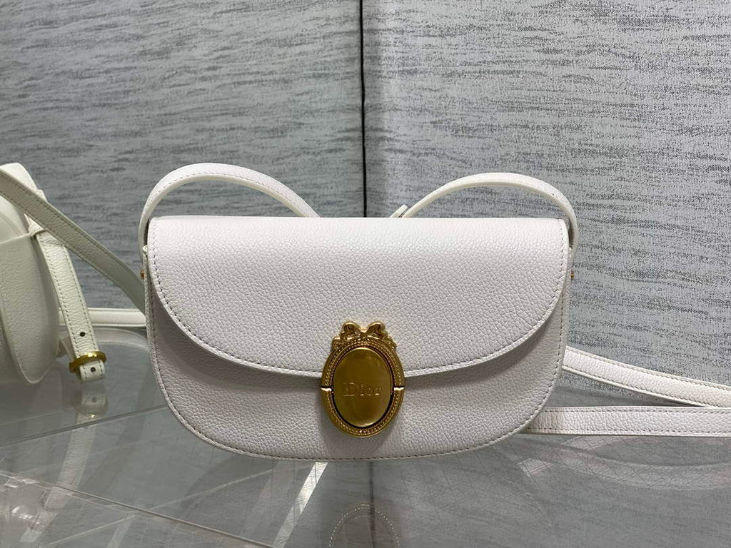 Small Dior Médaillon Flap Bag – White Grained Calfskin M3919 - Default Title - View 2