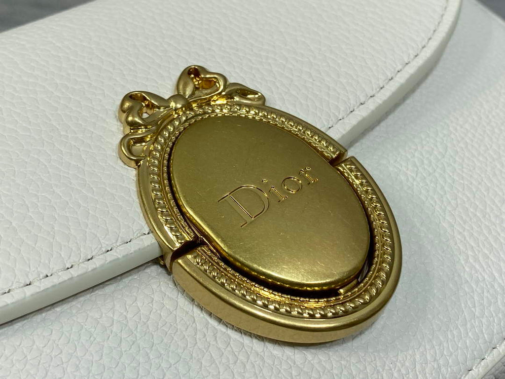 Small Dior Médaillon Flap Bag – White Grained Calfskin M3919 - Default Title - View 3