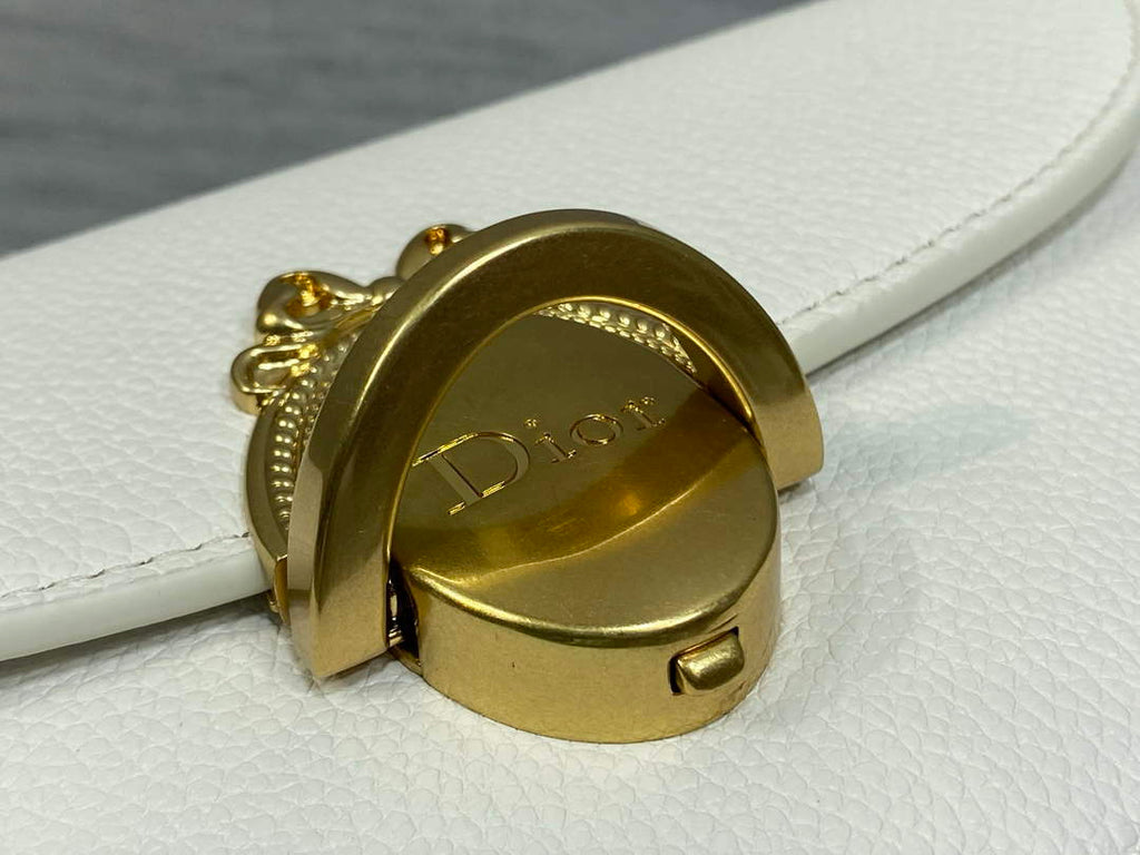 Small Dior Médaillon Flap Bag – White Grained Calfskin M3919 - Default Title - View 6