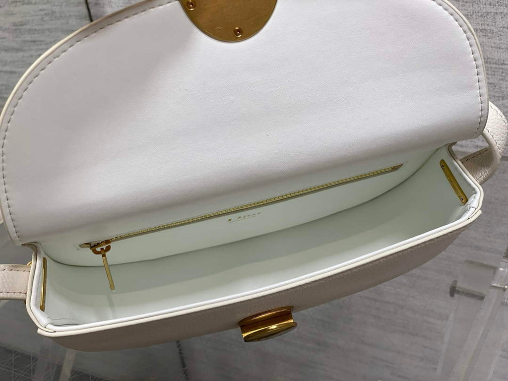 Small Dior Médaillon Flap Bag – White Grained Calfskin M3919 - Default Title - View 9