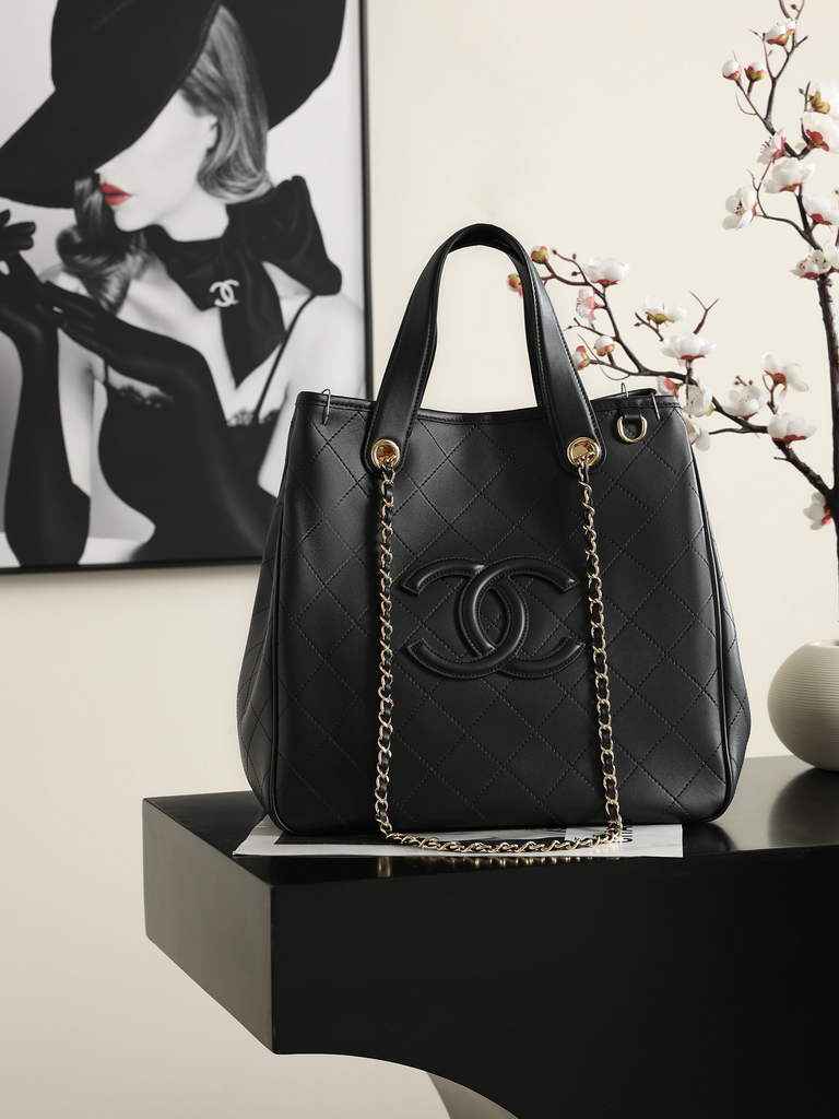 Chanel Small Shopping Bag, AS6200 Calfskin Black