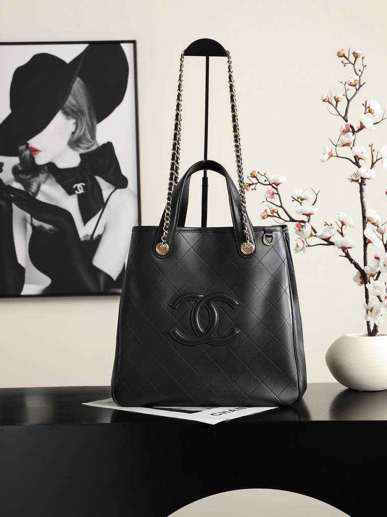 Chanel Small Shopping Bag, AS6200 Calfskin Black