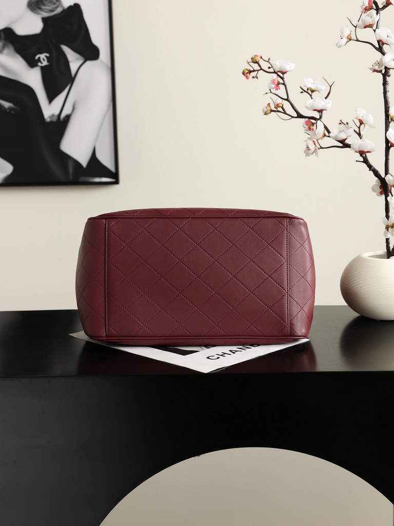 Chanel Small Shopping Bag, AS6200 Calfskin  Burgundy