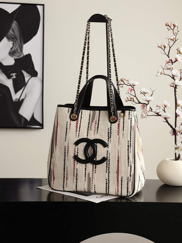 Chanel Small Shopping Bag, AS6200 Canvas Beige