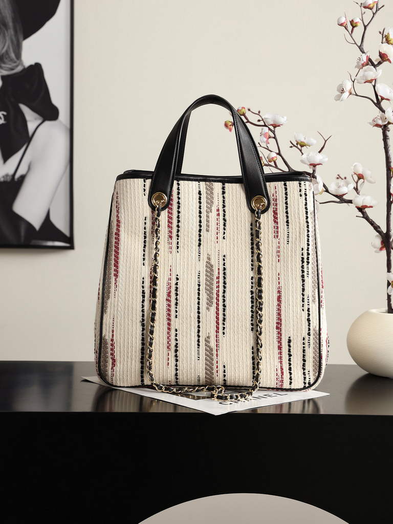 Chanel Small Shopping Bag, AS6200 Canvas Beige
