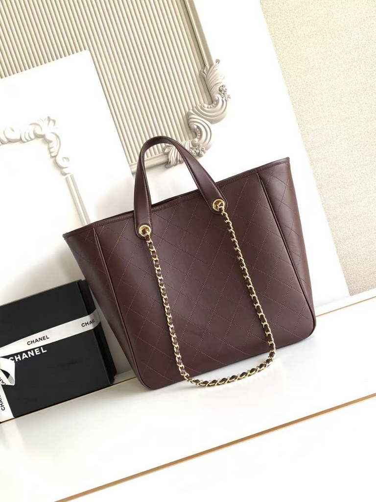 Chanel Small Shopping Bag, AS6200 Calfskin Brown
