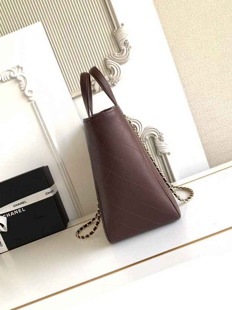 Chanel Small Shopping Bag, AS6200 Calfskin Brown