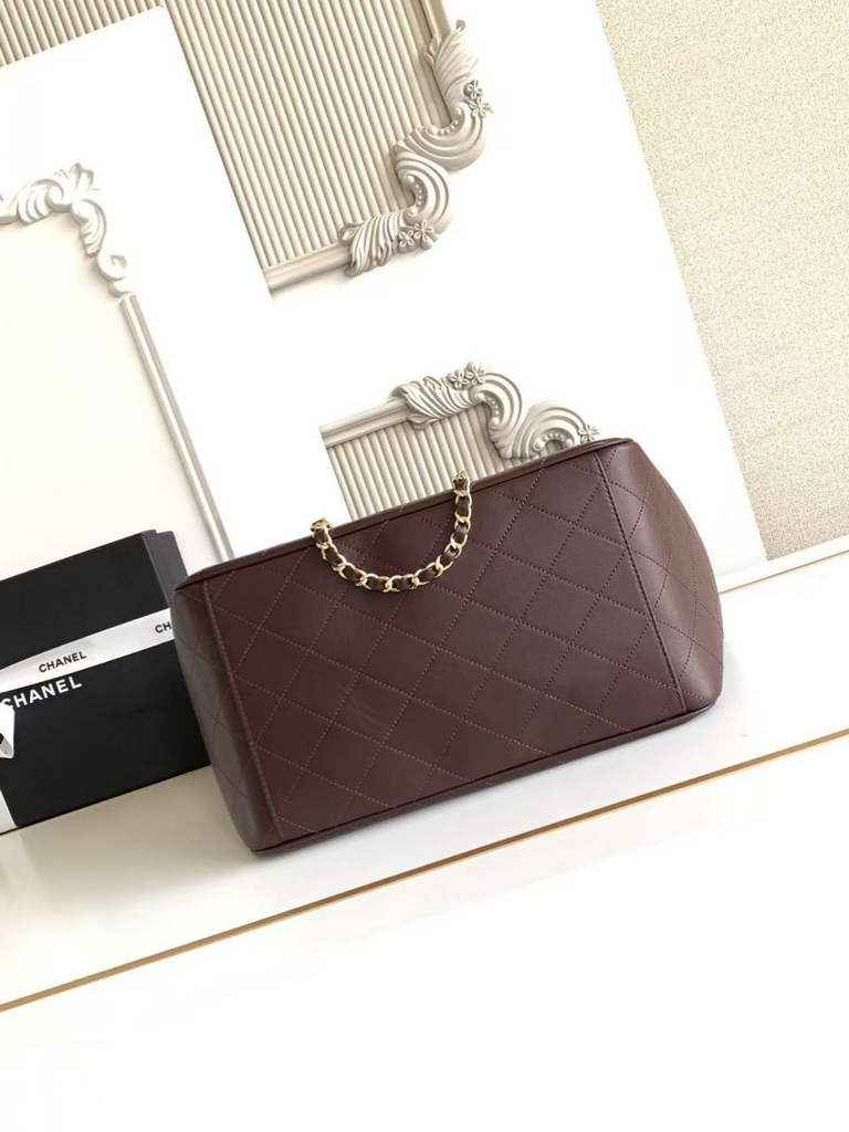 Chanel Small Shopping Bag, AS6200 Calfskin Brown