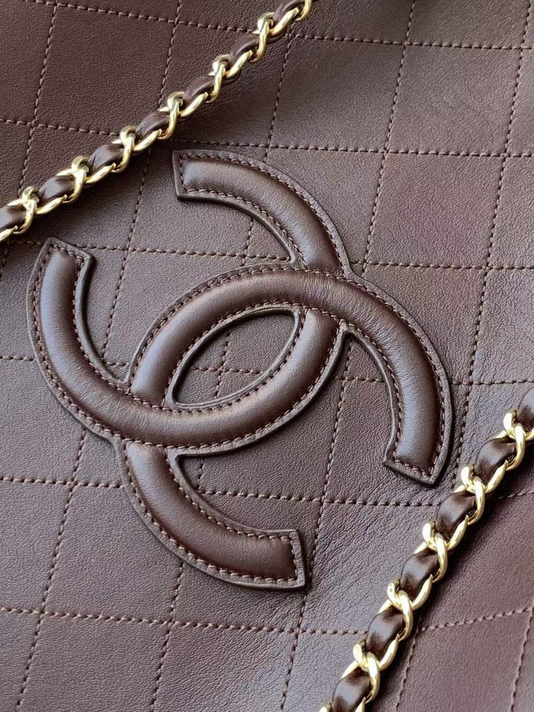 Chanel Small Shopping Bag, AS6200 Calfskin Brown