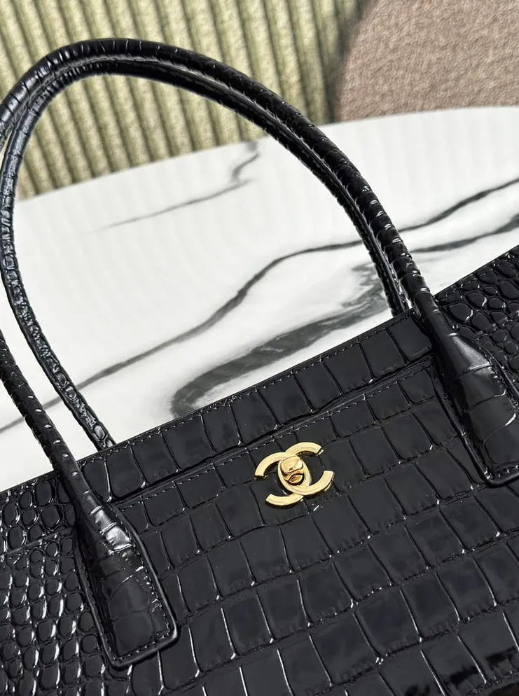 Chanel Small Shopping Bag, AS6243 Crocodile Black