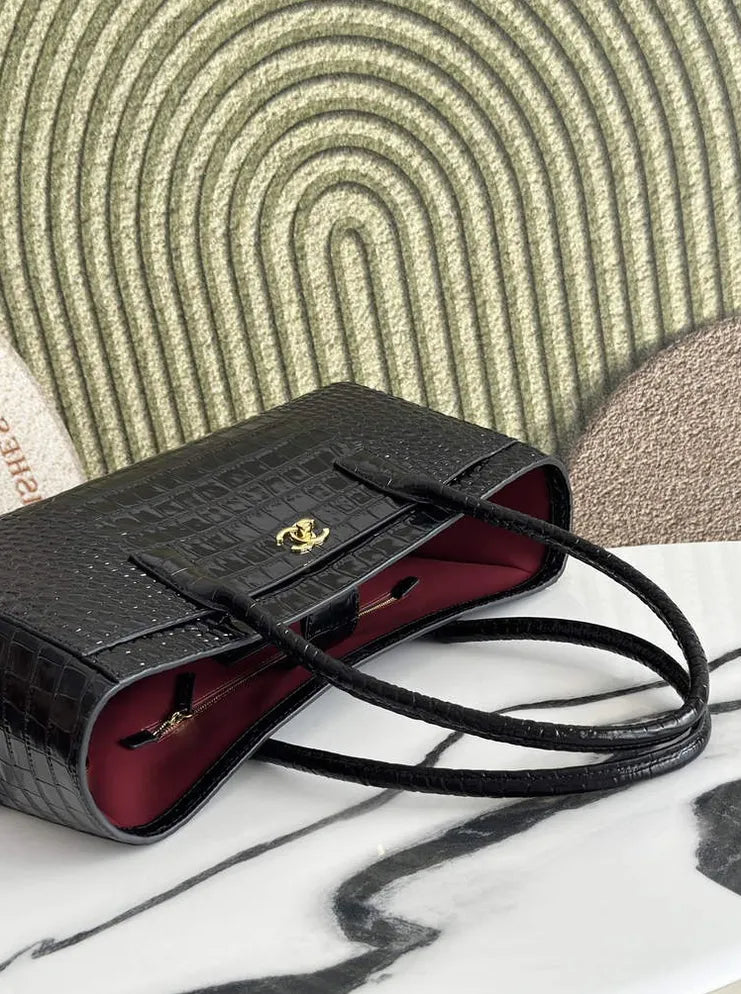 Chanel Small Shopping Bag, AS6243 Crocodile Black